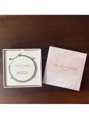 Nicola Parisi Italy Cubic Zirconia Tennis Bracelet – Fine Silver Plated